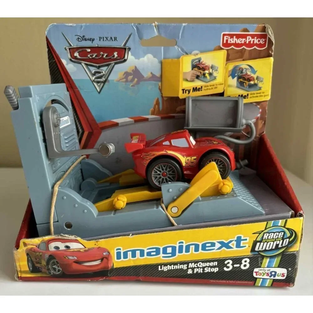 2012 Imaginext Cars 2 Race Around the World Lightning McQueen and Pit Stop